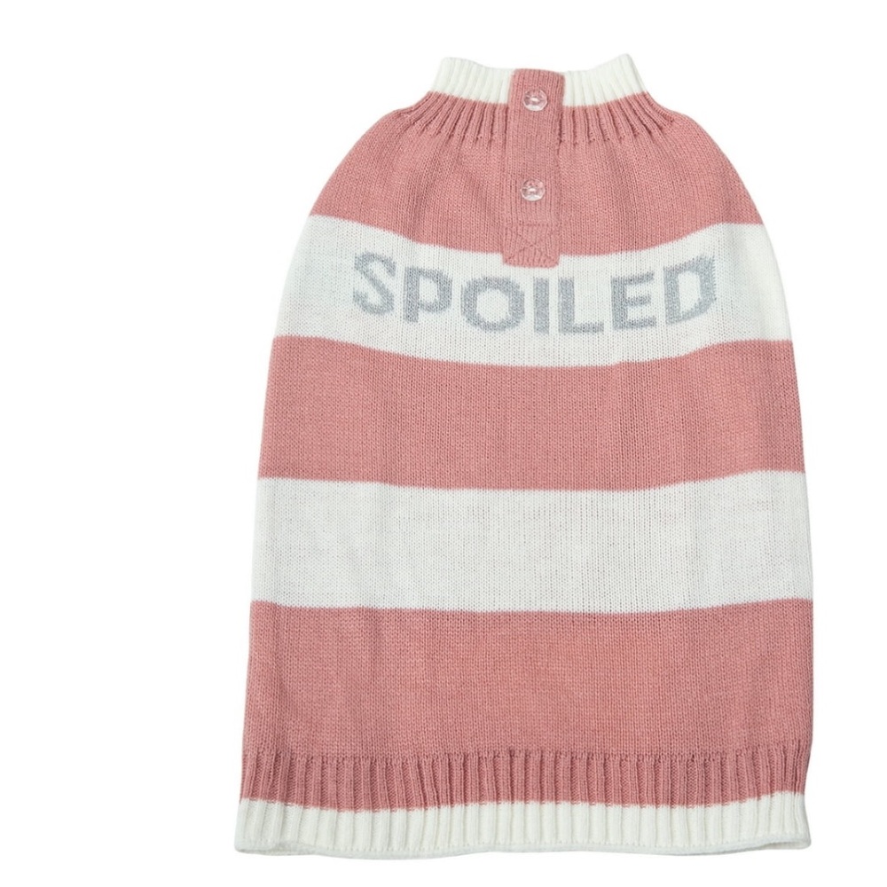 Dog/cat/pet sweater Spoiled graphic pullover sleeveless pink. M.17in back length